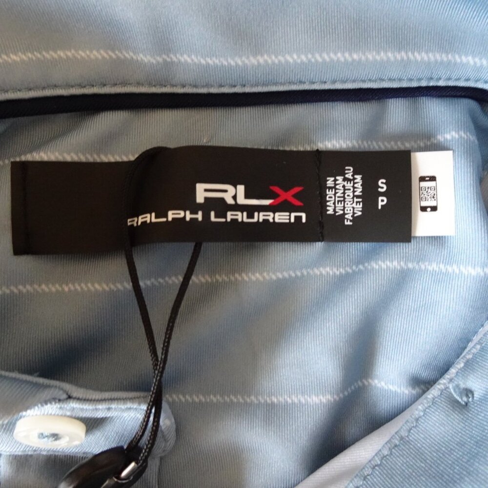 RLX Ralph Lauren Polo Shirt Men's Size S Blue Striped Wicking Golf Casual - Picture 7 of 9